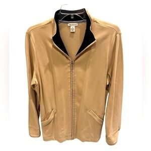 Bechamel Women’s Zip Up Cardigan Tan with Black Stitching Activewear